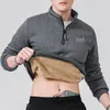 Men's Hoodies Sweatshirts Winter Long Sleeves Fleece Lined Warm Pure Color Quarter Zip Thicken Plus Size 8XL 220922