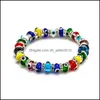 Pulseras con dijes Joyería de moda Colorf Pulsera de mal de ojo Ojos azules Pulseras con cuentas elásticas Entrega de gotas 2021 Dhseller2010 Dhseq