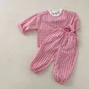 Pyjamas Frühling Herbst Unisex Baumwolle Plaid dünne Pyjama Sets Kinder beiläufige lose Freizeitkleidung 2 Stück Sets 220922