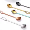 Angel Wing Spoon Rostfritt stål Hemkök Matsal Ämne Fjäderdessert Kaffeskedar Bestick Barverktyg för bröllopsfest