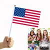 파티 장식 100pcs American Flags Mini 미국 핸드 헬드 스틱 둥근 14cm x 21cm