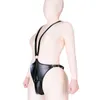 Briefs Panties Erotic Underwear Men Leather G-strings With Open Penis Pouch Fetish BDSM Bondage Men Gay Cock Cage Chastity Panty Sexy Lingerie 220922