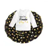 Conjunto de 2 peças de vestidos para meninas personalizado First Eid Baby Girls Traje Tutu Dress Outfit para bebês e crianças pequenas Ramadã