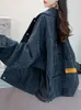 Kvinnors jackor denimjacka 2022 Autumn Women Korean Style Fashion Sl￥ ner krage L￥ng ￤rm Kort L￶st tryckt broderi Jean Coat