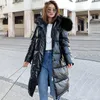 Women's Down Women's & Parkas 2022 Shining Coat Fabric Stylish Hooded Long Parka Jacket Warm Thicken Female Winter High Fur With