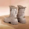 Botas tornozelo neve mulheres 2022 Inverno warm designer de moda plataforma gladiador não deslizamento de pelúcia curta sapatos de camurça mujer y2209