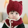 Scarves Wraps Hats Scarves Gloves Sets Doit 6 Months to 3 years old baby kids beanie puppy twist wool solid boys Knitted hats winter 2 pcs girl hat scarf