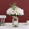 Dekorativa blommor Silk Peony Flower Vase Artificial Bouquet Jumping Orchid Simulation Realistic Wedding Accessories Chrysanthemum