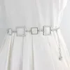 Belts Ladies Stylish Square Hook Metal Waist Chain INS Style Suit Decoration Girdle Simple All-match 90s Vintage