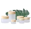 Packaging Bottles Frosted Glass Jar Cream Bottles Round Cosmetic Jars Hand Face Packing Bottle 5g 50g Jares With Wood Grain Cover