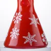 크리스마스 스타일의 물 담뱃대 흰색 눈 비키커 봉 두꺼운 유리 튜브 빅 봉투 Xmas 워터 파이프 보울 오일 DAB 장비와 18mm 조인트