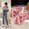 Designer Women Plush Slippers Leopard Print Cross Slides Mop Open Toe Cotton Slipper Indoor Fashion Home Shoes