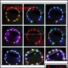 Autres accessoires de mode Clignotant LED Bandes de cheveux Cordes Glow Fleur Couronne Bandeaux Light Party Rave Floral Guirlande Lumi Bdehome Ot9U8