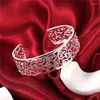 Bangle czyste srebrne bransoletki dla kobiet geometryczne szerokie bransoletki pulseras mujer europejski styl biżuterii akcesoria bijoux