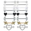 Stainless Steel Acrylic Nipple Rings Set Tongue Ring CZ Barbell Heart-Shape Piercing Body Jewelry