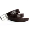 Belts 2022 Real Brand Top Simple High-end Crocodile Belt Luxury Designer Stainless Steel Men Belly Black Brown