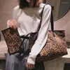 Evening Bags European Sexy Leopard Print Women Big Tote Bag 2022 High Quality Velvet Women's Designer Handbag Large Handbags Shoulder