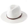 Berets Wide Brim Panama Straw Hat Summer Ladies Outdoor Sun Shade White Belt Woven Jazz Top