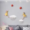 Estatuetas decorativas nórdicas cut em nuvem de balão de garotas pendurada no quarto infantil quarto de resina decoração artesanal de resina artesanal