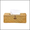 Tissue Boxes Napkins Woven Rattan Rectangar Box Er Paper Towel Napkin Storage Holder Case Drop Delivery 2021 Home Garden Bdesports Dhw85