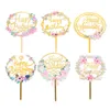 Fournitures de fête Fleurs Joyeux Anniversaire Gâteau Topper Acrylique Pour Enfants Décor Cuisson