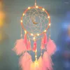 Strings Colorful Feather Wind Chime Dream Catcher Pendant Fairy Light Garland Christmas Wedding Valentine's Day PartyDecoration