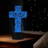 Bedroom decorative 3d cross USB night lights LED 7 colors acrylic table lamp touch novelty bedside light