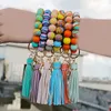 Kolorowe siły silikonowe elastyczne koraliki bransoletki Kluczowy pierścień z koralikami bransoletka breloksel Kluczowy łańcuch dla kobiet biżuteria mody