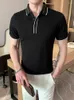 Męskie polo letnie modne koszule dla mężczyzn dla mężczyzn krótkie rękaw Slim Fit Business Formal Lapel TEE TOPS Social Office Ubranie