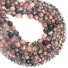 Pärlor stora fasetterade naturstenar rodochrosite runda för smycken som gör DIY -armband örhänge Tillbehör 6/8/10mm