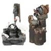 Tuindecoraties Dierlijke standbeeld met LED -verlichting Water Fountain Squirrel Creative Resin Outdoor Sculpture