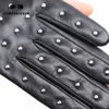 Cinq doigts gants rivets en cuir véritable en peau de mouton femmes039s gants minces chauds femmes039s gants d'hiver conduite moto w3351124