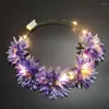 Vlecht Decoratieve bloemen Lichtgevende slinger Toeristische attracties Bos Meisje Rotan Roos Hoofddeksels LED-hoofdband Bruiloft Haarband Acce