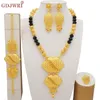 Luxury Dubai Gold Color Jewelry Set African Indian Ethiopia Bridal Wedding Gifts Party for Women Necklace Earrings Set 220922