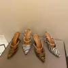 Chaussures habillées AIYKAZYSDL Zebra Print Pumps Femmes Striped Strass Crystal Slingback High Heel Strange Slide Mules Bride Plus Size 41