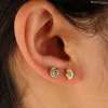 Stud Earrings 925 Sterling Silver Mismatched Earring Paved Cz Turquoises Geometric Minimal Delicate For Girl3483776