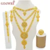 Dubai Jewelry Set Gold Color Necklace Earring Set For Women African France Wedding Party Jewelerie Ethiopia Bridal Gifts 220922