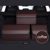 Solid Color Car Trunk Storage Box Waterproof Leather Organizer Boxs Folding Stowing Tidying Bag For Vehicle Trunk Accessories