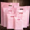 Present Wrap 50st Pink Gold Dot Plastic Handle P￥sar Presentf￶rpackningar med handtag shoppingv￤ska 220922