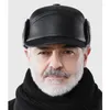 Basker vinter gamla m￤ns bombplan hattar faux l￤der plus sammet f￶rtjockad baseball m￶ssa medel￥lders pappa hatt h￥lla varmen med ￶ronflik