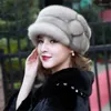 Visor 2022 Fashion Cap for Women Real Natural Whole Hat Top Accessories Warm Ln Russian Winter Hats Lady