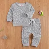 Kleidungssets Geborenes Baby Mädchen Jungen Kleidung Blumendruck Langarm Pullover Sweatshirt Tops Hosen 3 Farben