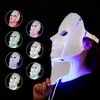 Dispositivos de cuidados faciais pescoço 7 cores luz LED máscara com tratamento de rejuvenescimento da pele do pescoço Tratamento de beleza anti acne terapia clareamento 220921