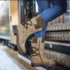 Stövlar 2022 Kvinnor Stövlar Vinter Mid-Calf Boot Shoes Ladies Fashion High Suede Warm Botas Zapatos de Mujer Y2209