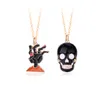 S3219 Halloween Cartoon Skull Ghost Ręka Naszyjnik podwójny łańcuch Unisex Choker Naszyjniki