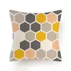 Almohada simple amarillo gris cubierta geométrica para sofá silla sofá cama decoración