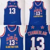 Sj Harlem Globetrotters Wilt 13 Chamberlain Film Maillots de basket-ball Pas cher Vente Team Couleur Bleu Tous les uniformes Chamberlain cousus de haute qualité