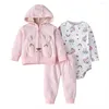 Kleidung Sets Baby Jungen Kleidung Langarm Patchwork Jacke Strampler Hosen 2022 Geborenes Mädchen Kostüm Frühling Set Outfit Mode 6-24M