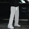 الرجال السراويل الصيف رقيقة السراويل عارضة أزياء الرجال رمادي أسود أبيض واسعة الساق السراويل الرجال الشارع الشهير فضفاض مستقيم ركض Sweatpants رجل 220922