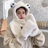 Berets Fashion Winter Warm Sweet Cute Panda Ear Cap Plush Hat Birthday Gift Windproof Protection Cartoon Scarf Gloves